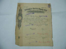 SCRIPOFILIA AZIONE CERTIFICATO INDIA JUBBULPORE ELECTRIC SUPPLY MARTIN & C. - Electricidad & Gas