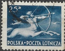 POLAND 1948 Air.Sagittarius - 25z - Blue FU - Used Stamps