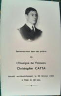 FAIRE PART DE DECES MILITAIRE ENSEIGNE VAISSEAU CATTA  MEMENTO MORI  GENEALOGIE - 1914-18