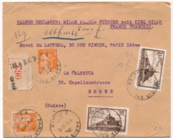 LETTRE CHARGEE PAIX MONT ST MICHEL PARIS BERNE SUISSE - 1877-1920: Semi Modern Period