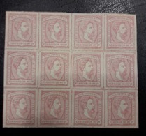 ESPAÑA.  EDIFIL 157 * CARLOS VII. 16 MV ROSA BLOQUE DE 12 SELLOS. - Unused Stamps