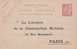 Carte Mouchon Retouché 10 C Rose Neuve Repiquage Librairie De La Construction Moderne - AK Mit Aufdruck (vor 1995)