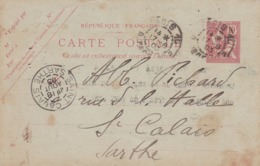 Carte Mouchon Retouché 10 C Rose D1 Oblitérée Repiquage Les Récréations De La Jeunesse - Cartes Postales Repiquages (avant 1995)