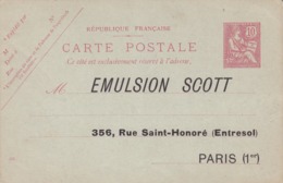 Carte Mouchon Retouché 10 C Rose D1 Neuve Repiquage Emulsion Scott - Overprinter Postcards (before 1995)