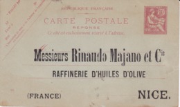 Carte Mouchon Retouché 10 C Rose D1 Neuve Repiquage Rinaudo Majano - Overprinter Postcards (before 1995)