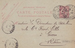 Carte Mouchon Retouché 10 C Rose D1 Oblitérée Repiquage Pinchart - Overprinter Postcards (before 1995)