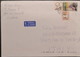 2012 Slovacchia - Hockey € 0,50 - Used Stamps On First Class (label) Cover To Italy - Covers & Documents