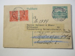 1922 , Ganzsache Aus Friedrichsthal  Nach München, Dort Auffrankiert Und Weiterverschickt Nach Braunschweig - Postwaardestukken