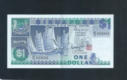 Banknote - Singapore $1 Ship Series Repeater Lucky Number B/16-333555 (#136) - Singapur