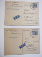 1957 , 2 Luftpostkarten Von Berlin Nach Lübeck - Postkaarten - Gebruikt