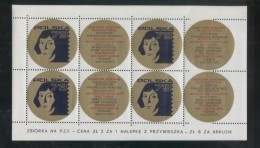 POLAND 1973 ERROR POLSKA 73 PHILATELIC EXPO BLUE COPERNICUS S/S TYPE 1 MISPERF ASTRONOMY CINDERELLA SPACE ASTRONOMER - Plaatfouten & Curiosa