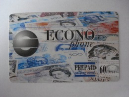 Carte Téléphonique Prépayée " Econo Phone "  (utilisée). RARE - Cellphone Cards (refills)