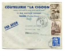 FRANCE COMMERCIAL COVER - CIRCULATED FROM "LA CIGOGNE", THIERS TO BUENOS AIRES, ARGENTINA. YEAR 1951, AIR MAIL -LILHU - 1927-1959 Briefe & Dokumente