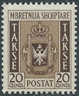 1940 ALBANIA SEGNATASSE STEMMA 20 Q MNH ** - RB6-9 - Albanië