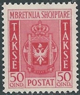 1940 ALBANIA SEGNATASSE STEMMA 50 Q MNH ** - RB6-9 - Albanie