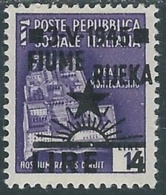 1945 OCCUPAZIONE JUGOSLAVA FIUME 4 LIRE SU 1 LIRA MH * - RB6-3 - Ocu. Yugoslava: Fiume