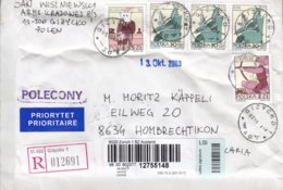 Poland PRIORITAIRE & Registered Einschreiben Labels GIZYCKO 2003 Cover Brief HOMBRECHTIKON (Arr.) 3-Stripe - Cartas & Documentos