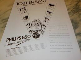 ANCIENNE PUBLICITE  TSF  PHILIPS  830 1932 - Sonstige & Ohne Zuordnung