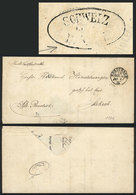GERMANY: Letter Posted From Rorschach On 18/DE/1866, On Reverse It Bears An Interesting Oval Mark "SCHWEIZ ÜBER BADEN",  - Precursores