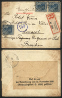 GERMANY: Registered Cover Sent From Wernmitzgrün To Brazil On 9/NO/1920 Franked With 90Pf., Interesting Censorship On Ba - Vorphilatelie