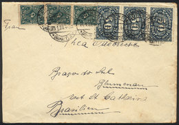 GERMANY: INFLA Cover Sent From Cothen To Brazil On 21/JA/1923 Franked With 162Mk., VF Quality! - Prefilatelia