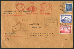 GERMANY: 18/AP/1932 Friedrichshafen - Buenos Aires: Cover Flown By Zeppelin With MIXED POSTAGE (meter Postage + Postage  - Prephilately