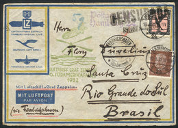 GERMANY: Rare Zeppelin Cover WITH CENSOR Mark Of Santa Cruz, Sent From Hamburg To Santa Cruz On 10/SE/1932, With Transit - Vorphilatelie