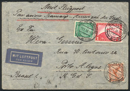 GERMANY: Airmail Cover Sent From Mülheim To Brazil On 19/JA/1934 By Air France (transit Backstamp Of Paris), Very Nice! - Precursores