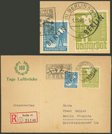 GERMANY - BERLIN: 1/OC/1948 Registered Cover Franked By Michel 8 + 17 (total 1.20Mk.), Commemorating The 100th Day Of Th - Storia Postale