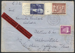 GERMANY - BERLIN: Express Cover Sent To Czechoslovakia On 14/JA/1955, Nice Postage! - Lettres & Documents