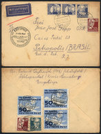 EAST GERMANY: Airmail Cover Sent To Brazil On 27/FE/1950 With Interesting Postage Applied On Front And Back, Low Start! - Storia Postale