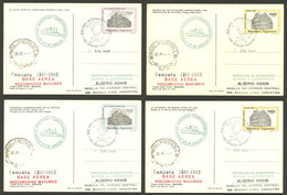 ARGENTINE ANTARCTICA: MARAMBIO Antarctic Station, Used Postal Cards GJ.98/101 With Special Marks And Datestamp Of The St - Other & Unclassified