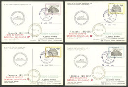 ARGENTINE ANTARCTICA: GRAL. BELGRANO II Antarctic Station, Used Postal Cards GJ.98/101 With Special Marks And Datestamp  - Other & Unclassified