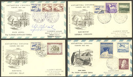 CHILEAN ANTARCTIC TERRITORY: 4 Covers Of Varied Chilean Antarctic Stations, One Signed, Very Fine Quality! - Sonstige & Ohne Zuordnung