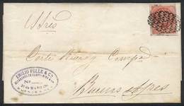 ARGENTINA: Folded Cover Dated 28/OC/1865, Franked By GJ.15 (Seal Of The Republic 5c. Narrow C) With Very Ample Margins,  - Briefe U. Dokumente