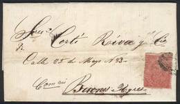 ARGENTINA: Complete Folded Letter Dated GUALEGUAYCHÚ 24/JUN/1866, Franked With Fantastic Example Of GJ.25B (4th Printing - Cartas & Documentos