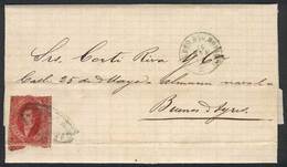 ARGENTINA: Complete Folded Letter Dated Paso De La Patria 5/JA/1867, Franked By GJ.26Ab (5th Printing Cerise Carmine, Pa - Brieven En Documenten