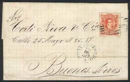 ARGENTINA: Folded Cover Franked By GJ.38, Cancelled With The Scarce Semi-mute "7 Bars With A G" Of GUALEGUAYCHÚ, Along D - Lettres & Documents