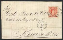 ARGENTINA: Folded Cover Franked By GJ.38, Cancelled With The Scarce Semi-mute "7 Bars With A G" Of GUALEGUAYCHÚ, Along D - Brieven En Documenten