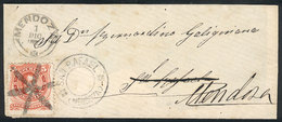 ARGENTINA: GJ.38, Franking A Cover Front Sent From Mendoza To San Rafael On 1/DE/187? With Mute "6 Joined Wedges" Cancel - Lettres & Documents