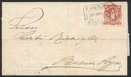 ARGENTINA: Folded Cover Dated In SANTA FE, Franked By GJ.48 With Rare Rectangular Datestamp "E.AMB.FLUVIAL - B.A.R.P.S.F - Lettres & Documents