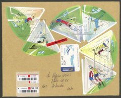 ARGENTINA: GJ.HB 225/230, 2011 Copa América Football Championship, Cmpl. Set Of 6 S.sheets Franking A Registered Cover S - Lettres & Documents