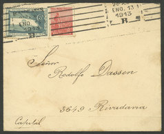 ARGENTINA: Cover Used In Buenos Aires On 13/JA/1913 Franked With 5c. Plowman + Cinderella Of 5c. MILITARY AVIATION, Very - Storia Postale