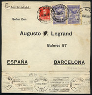 ARGENTINA: Front (and Part Of Back) Of An Airmail Cover Sent From Buenos Aires To Barcelona On 29/FE/1928, Carried On Th - Lettres & Documents