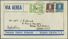 ARGENTINA: 13/JUN/1930 Buenos Aires - England, Airmail Cover Flown By Aeropostale Franked With 86c., Transit Backstamp O - Lettres & Documents
