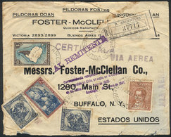 ARGENTINA: CRASH COVER: Commercial Cover Sent From Buenos Aires To USA On 17/JUN/1938 By Registered Airmail (franked $3. - Storia Postale
