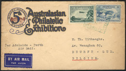 AUSTRALIA: Cover Franked With 6p., Sent In April 1932 Via "ADELAIDE - PERTH" Airmail To Belgium, With Deurne Arrival Bac - Briefe U. Dokumente