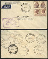 AUSTRALIA: 7/DE/1951: Round Australia Air Mail Flight, With Postmarks Of Various Cities On Back, Minor Defect, Very Nice - Cartas & Documentos