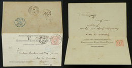 AUSTRIA: Double Postal Card Of 5Kr. + 5Kr., Sent To Brazil On 28/MAY/1885, With The Unused Reply Attached, VF Quality! - Lettres & Documents