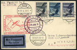 AUSTRIA: 20/JA/1930 Wien - Friedrichshafen - New York: Card Dispatched In Wien On 20/OC/1930 To New York, Carried Via ZE - Brieven En Documenten